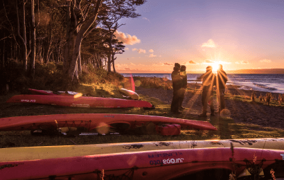 Remote campsite on the coast